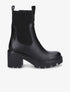 Bottines montantes à talon et ganse élastiquée côtelée - Noir - 1