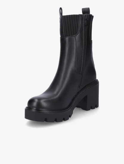 Bottines montantes à talon et ganse élastiquée côtelée - Noir - 3