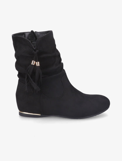 Bottines compensées en suédine - Noir - 5