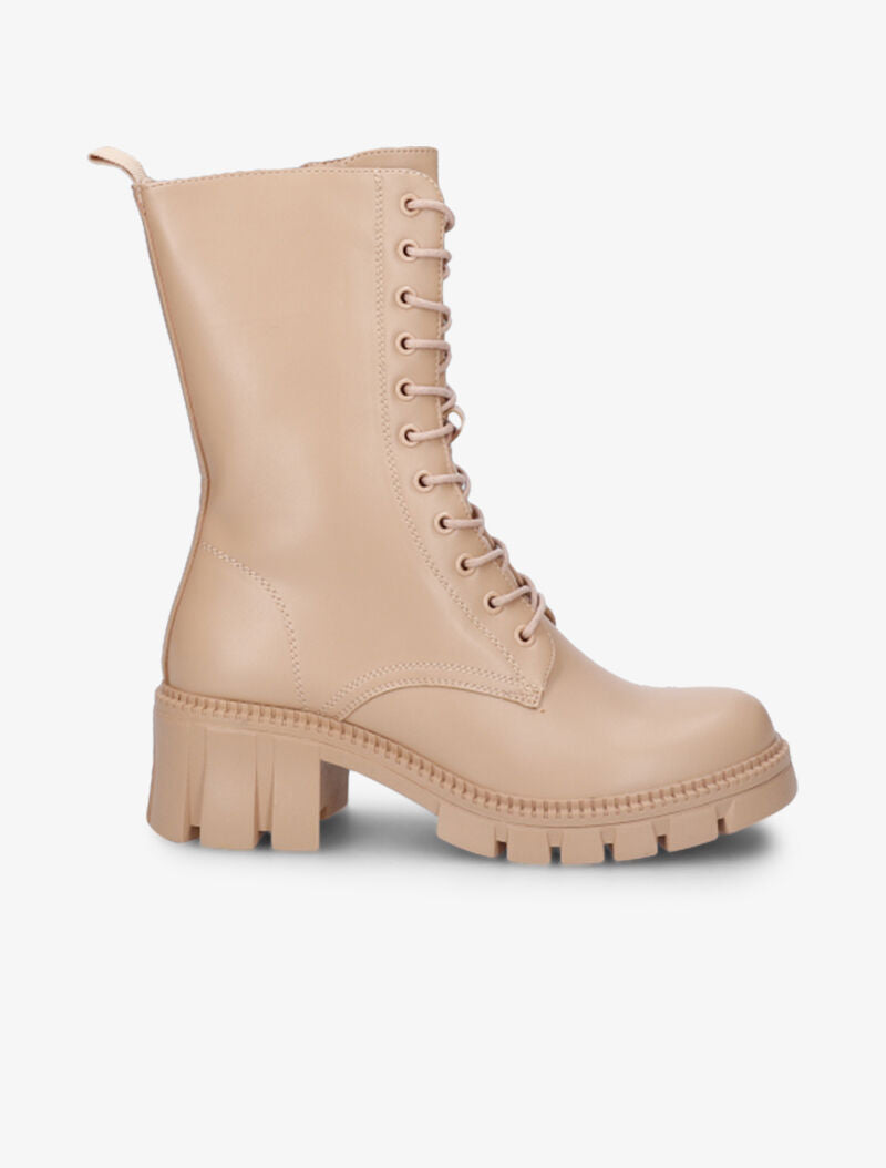 Rangers montantes à talons strillés et semelles crantées - Beige - 2