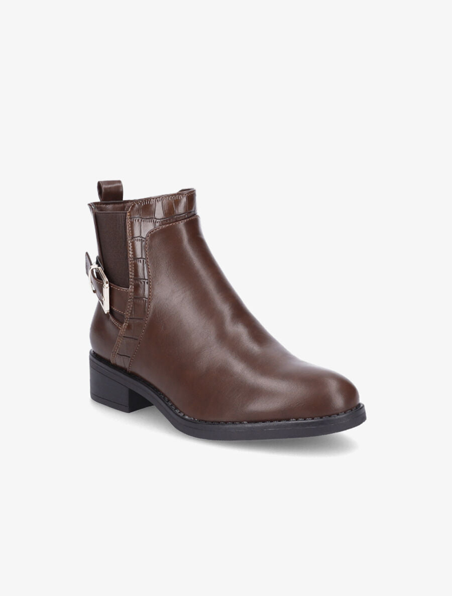 Bottines à cheville élastiquée et boucle - Marron - 2