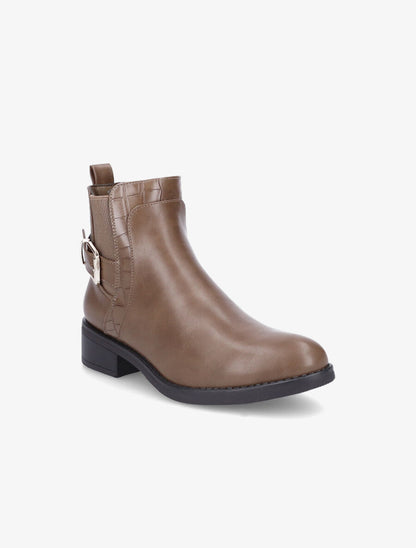 Bottines à cheville élastiquée et boucle - Taupe - 2