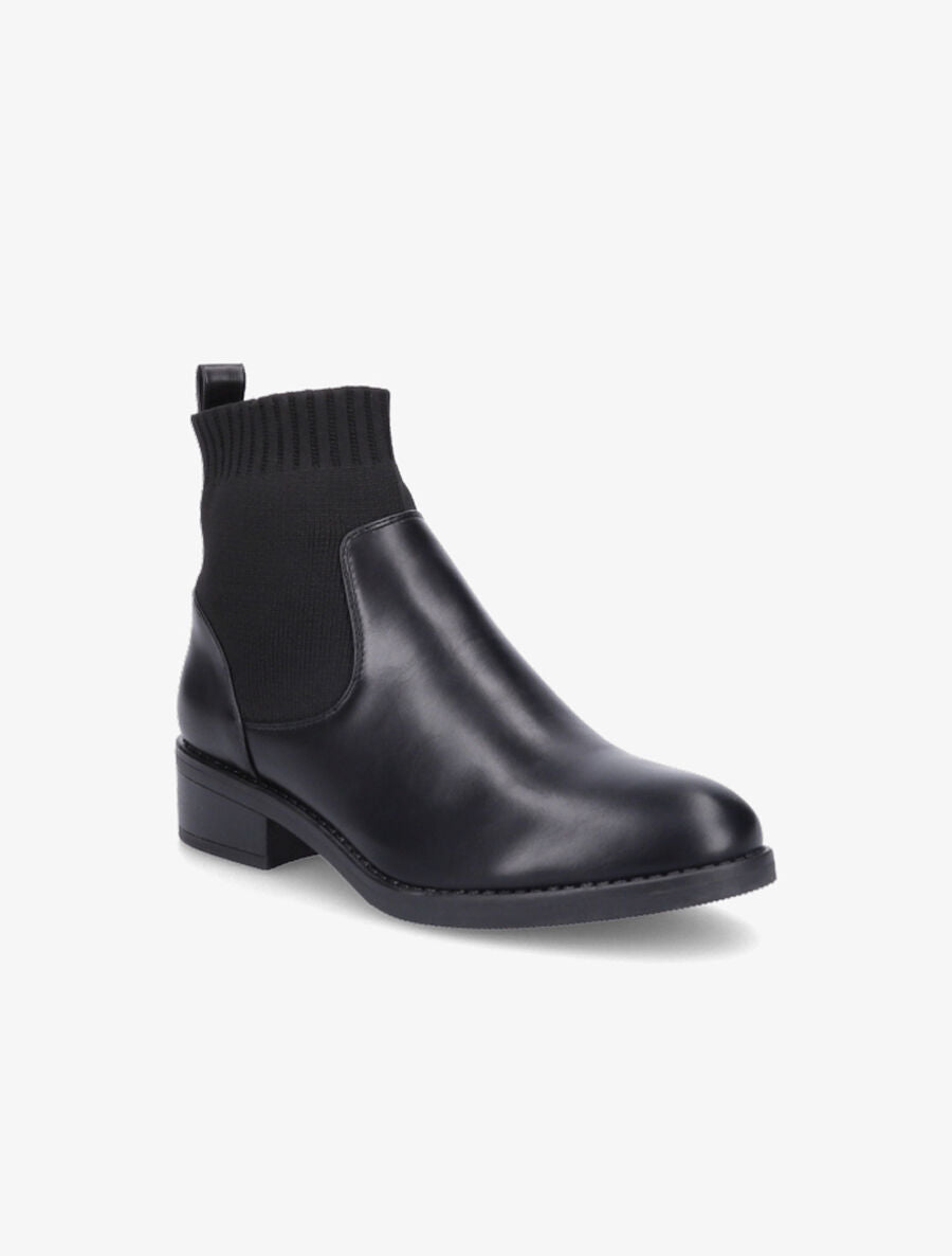 Bottines bi-matière style chaussette - Noir - 2