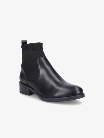 Bottines bi-matière style chaussette - Noir - 2