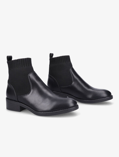 Bottines bi-matière style chaussette - Noir - 4