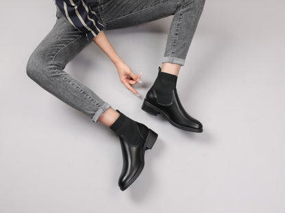 Bottines bi-matière style chaussette - Noir - 5