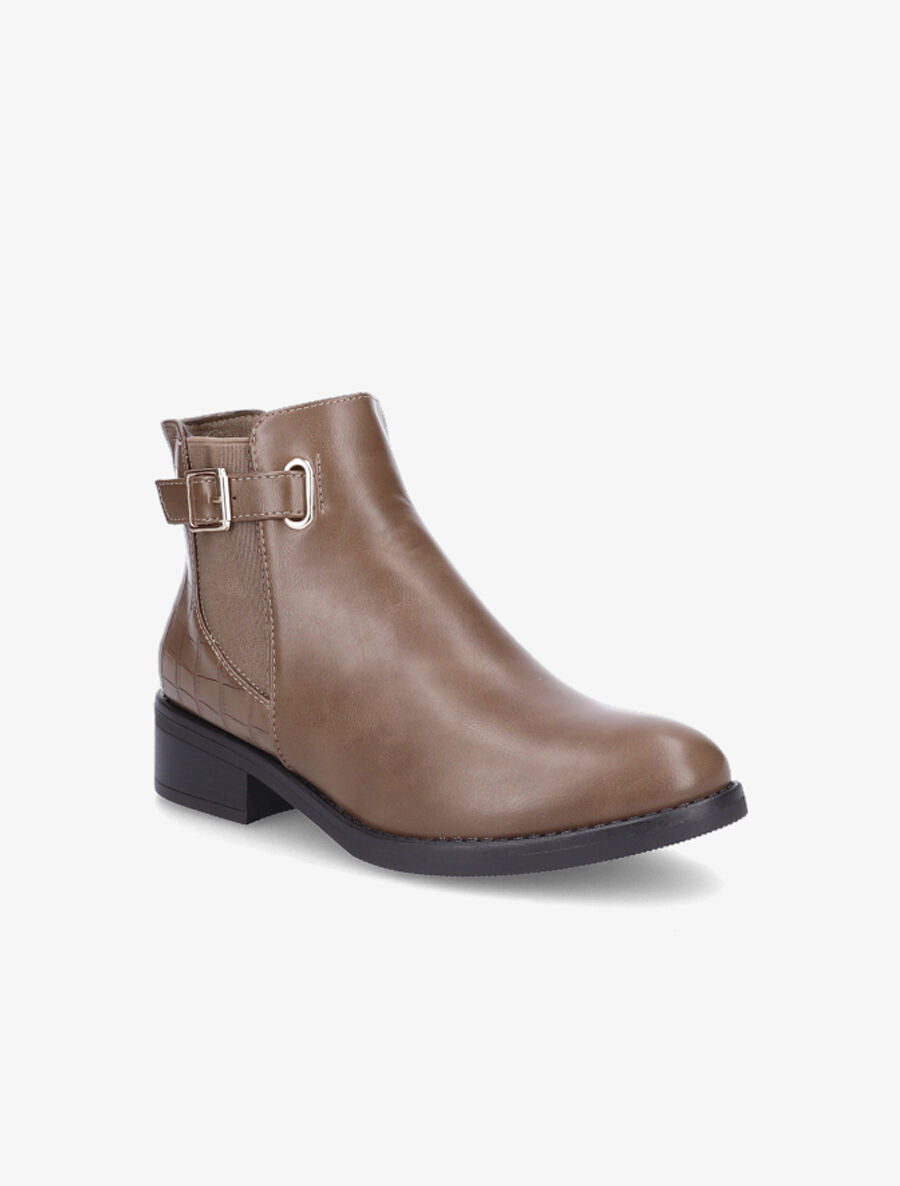 Bottines élastiquées à contrefort croco - Taupe - 2