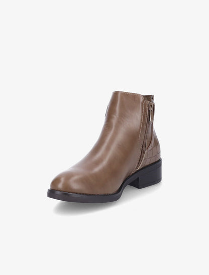 Bottines élastiquées à contrefort croco - Taupe - 3