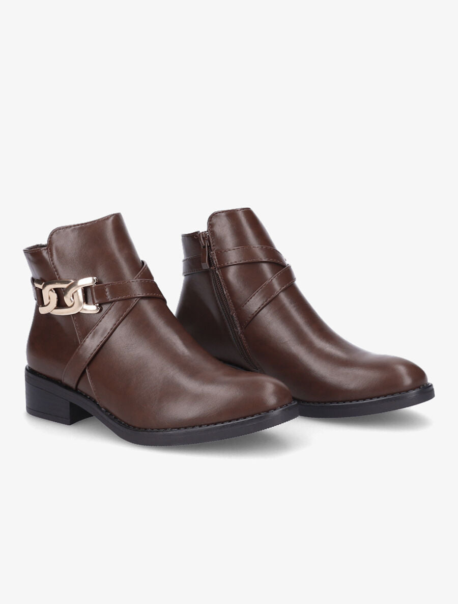 Bottines à boucle maillon - Marron - 4