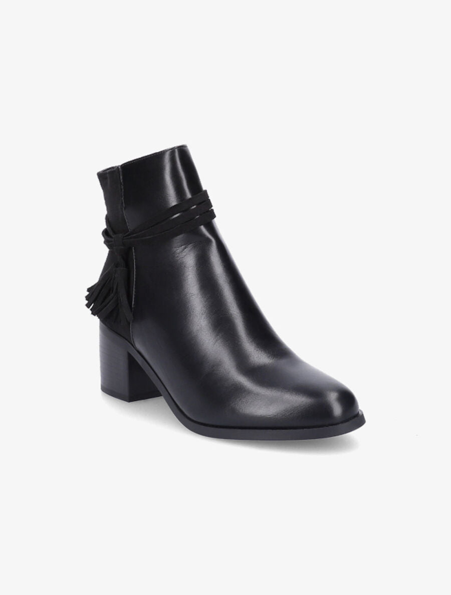 Bottines bi-matière à pompon - Noir - 2