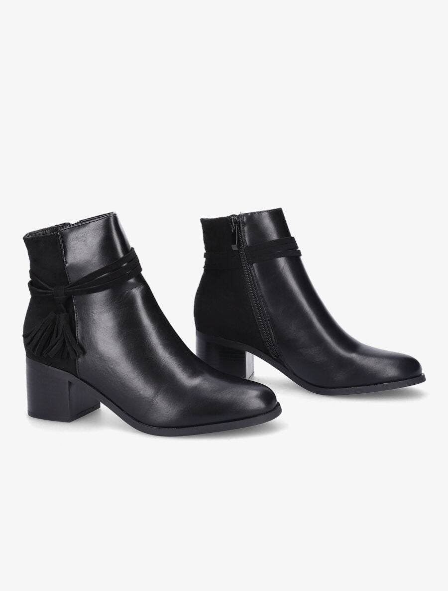 Bottines bi-matière à pompon - Noir - 4