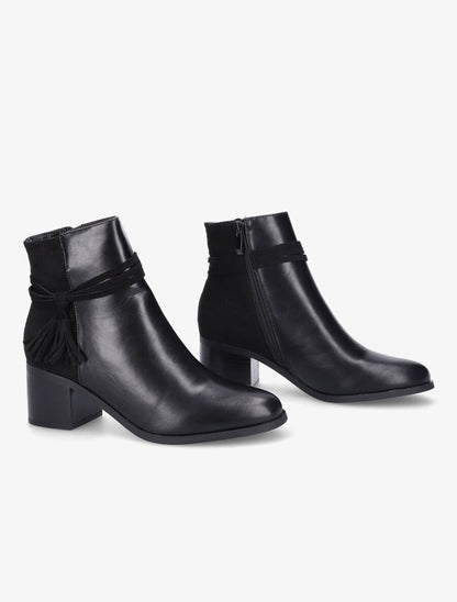 Bottines bi-matière à pompon - Noir - 4