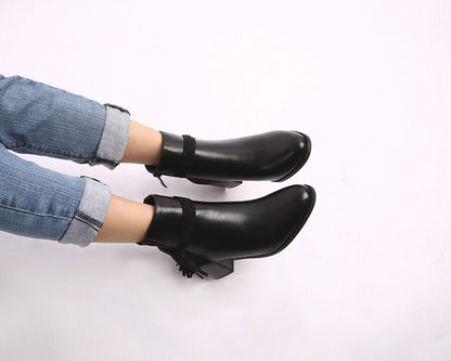 Bottines bi-matière à pompon - Noir - 5