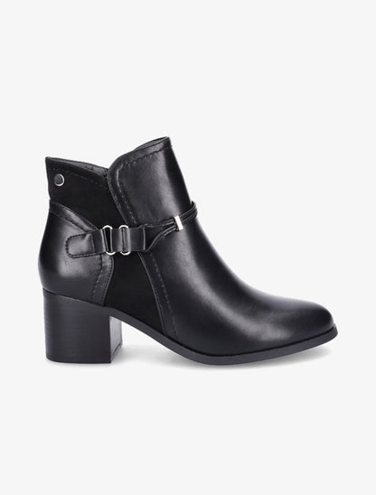 Bottines bi-matière à sangle stylisée - Noir - 1