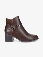 Bottines bi-matière à sangle stylisée - Marron - 1