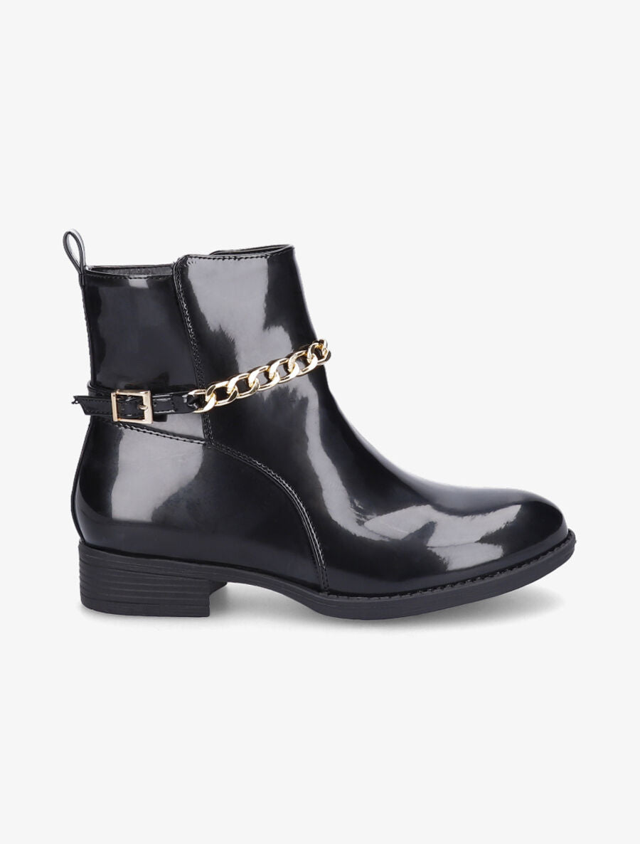 Bottines vernies à chaîne - Noir - 1
