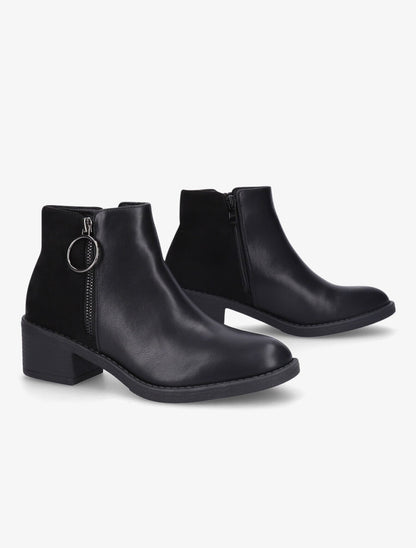 Bottines bimatière à double zips stylisés - Noir - 5