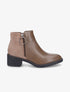 Bottines bimatière à double zips stylisés - Taupe - 5