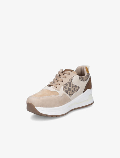 Baskets en suédine et jacquard - Beige - 3