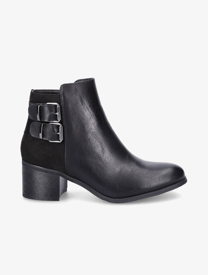 Bottines bi-matière à double boucles - Noir - 1