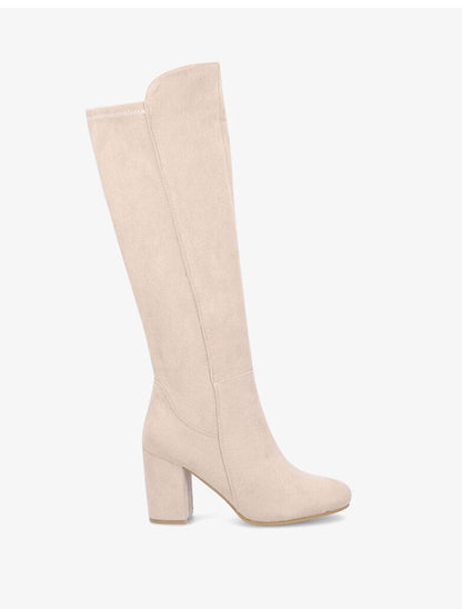 Bottes à talon en suédine - Beige - 5