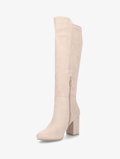 Bottes à talon en suédine - Beige - 3