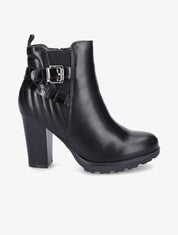 Bottines à talon et contrefort matelassé - Noir - 5