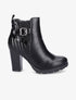 Bottines à talon et contrefort matelassé - Noir - 5