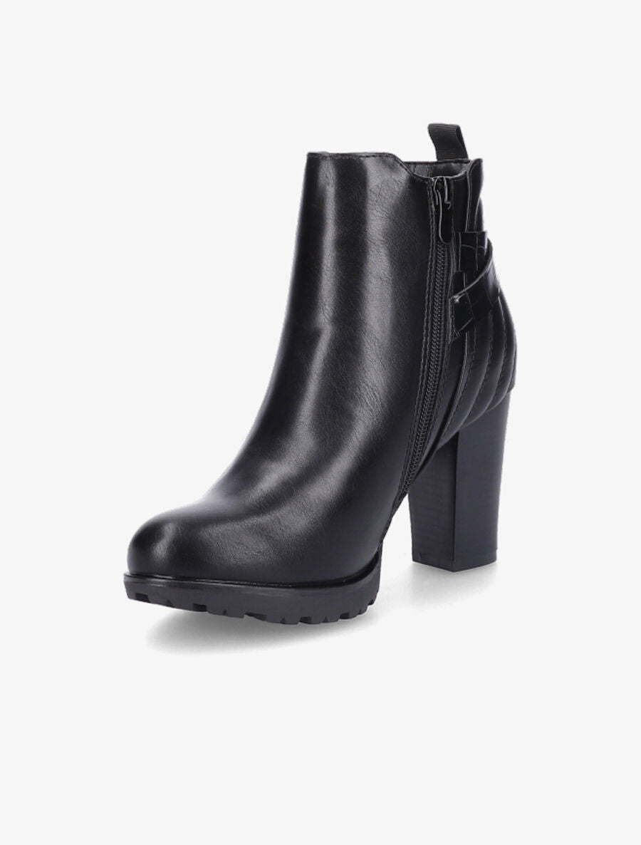 Bottines à talon et contrefort matelassé - Noir - 3