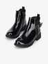 Bottines plates vernies à contrefort croco - Noir - 1