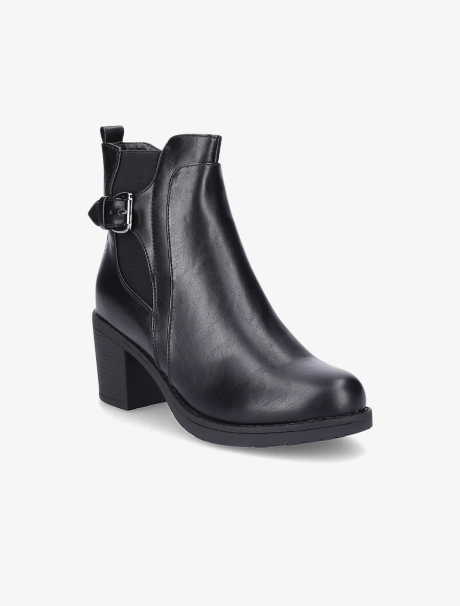 Bottines à talon et boucle - Noir - 2