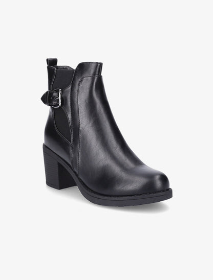 Bottines à talon et boucle - Noir - 2