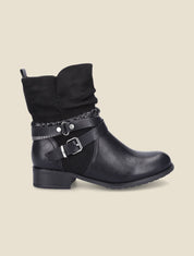 Boots montantes à sangles stylisées - Noir - 1