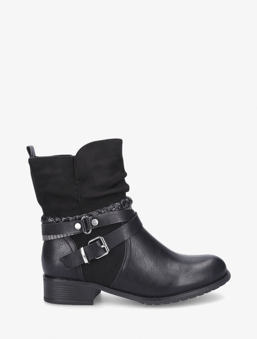 Boots montantes à sangles stylisées - Noir - 5