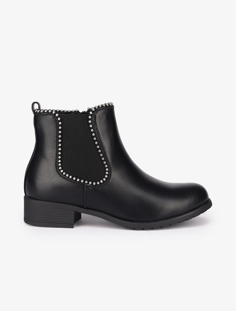 Bottines plates à détails cloutés - Noir - 2
