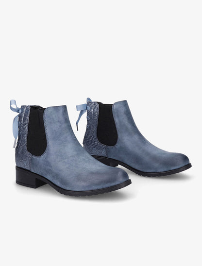 Bottines à contrefort python corseté - Bleu - 4