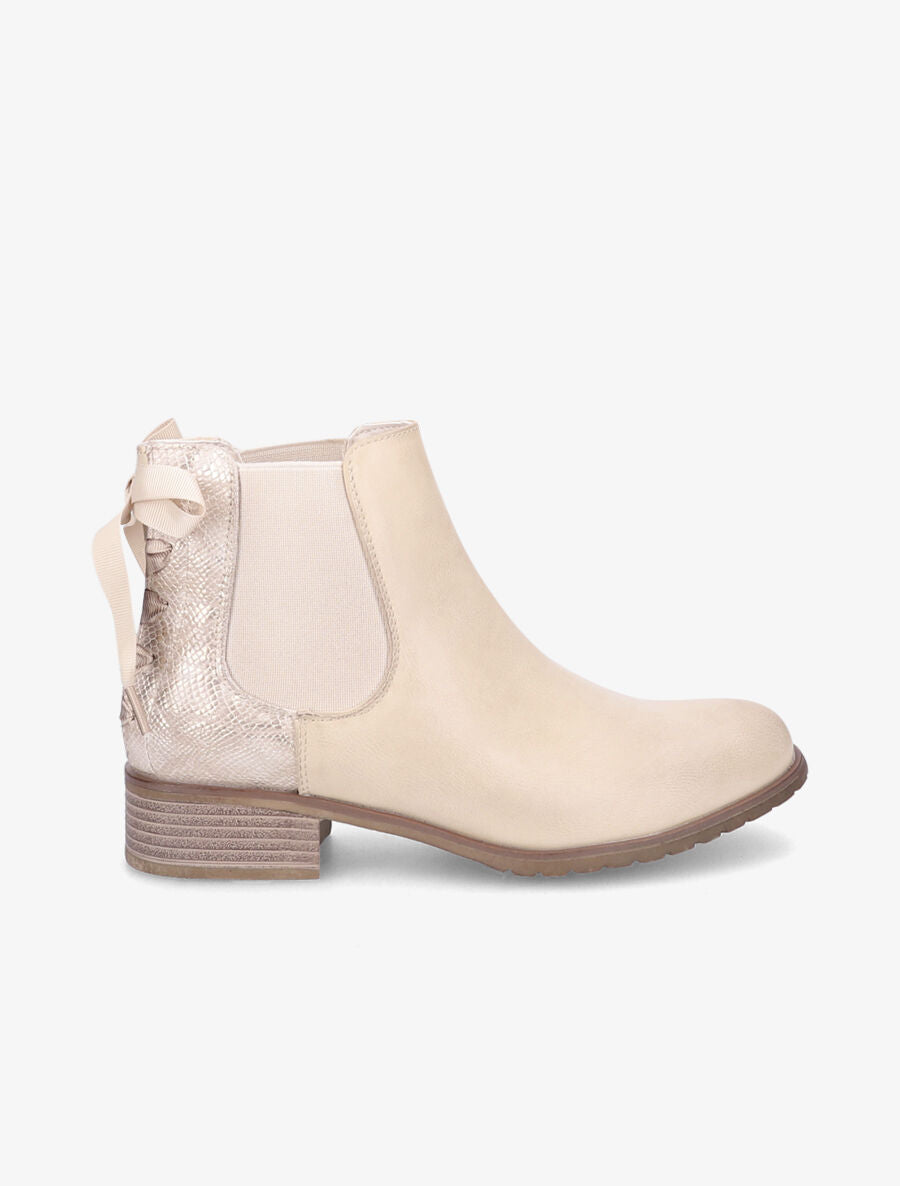 Bottines à contrefort python corseté - Beige - 1
