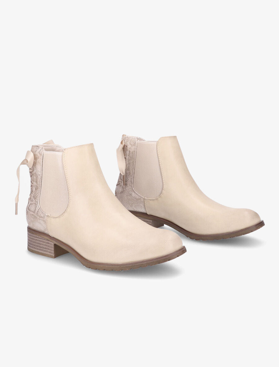 Bottines à contrefort python corseté - Beige - 4