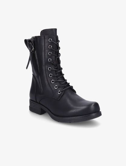 Boots montantes à lacets et zips - Noir - 2