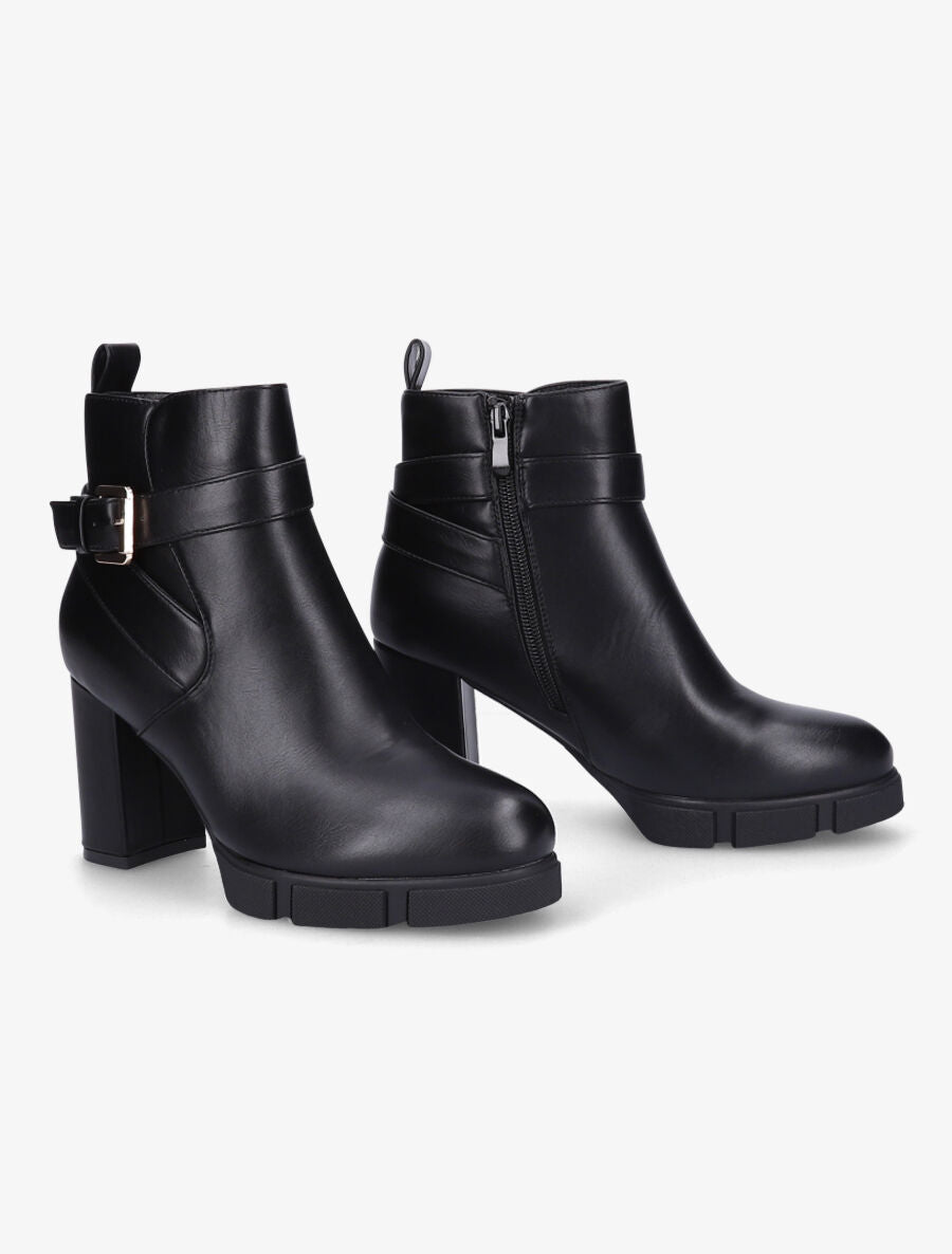 Bottines à talon et boucle - Noir - 4