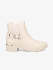 Bottines à boucle stylisée - Beige - 1