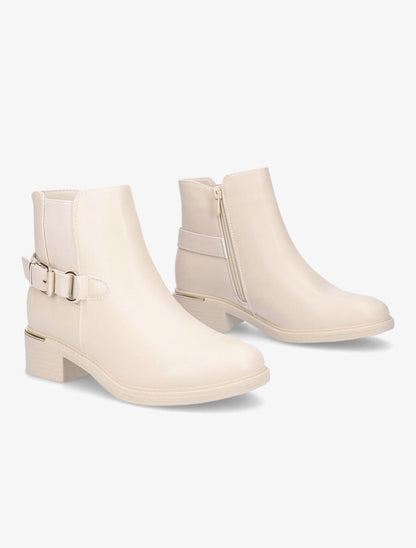 Bottines à boucle stylisée - Beige - 4