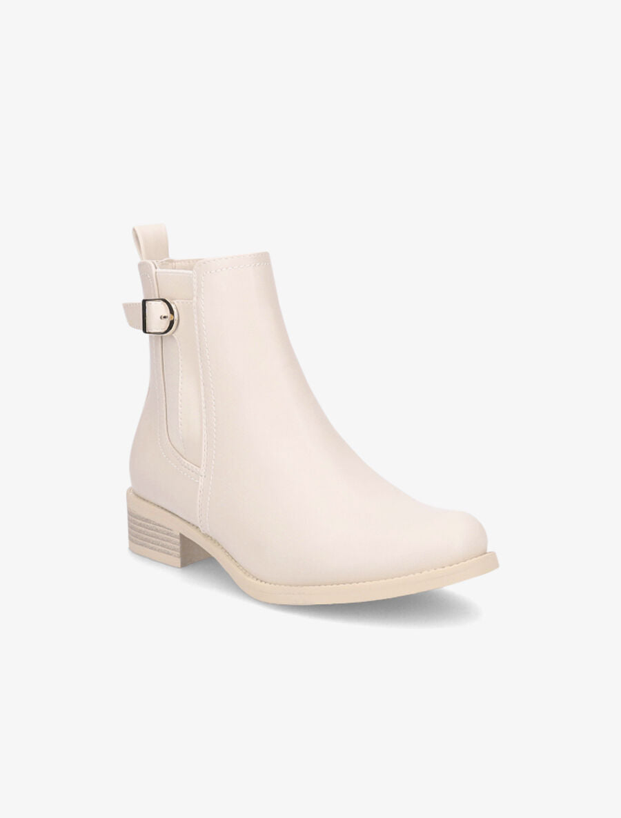 Bottines élastiquées à boucle métallique - Beige - 2
