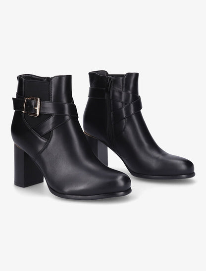 Bottines à talon et sangles croisées - Noir - 4
