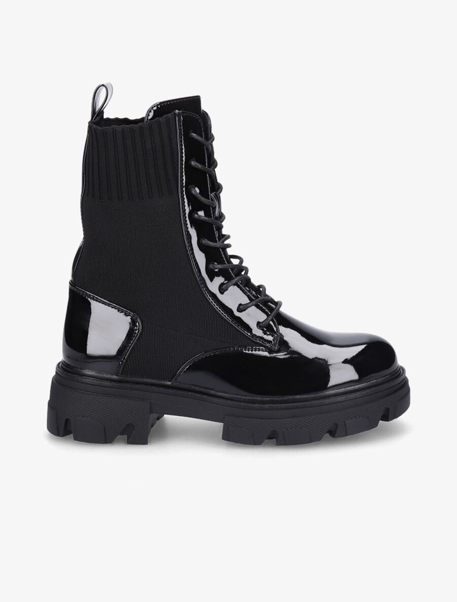 Rangers en tissu et simili vernis - Noir - 5