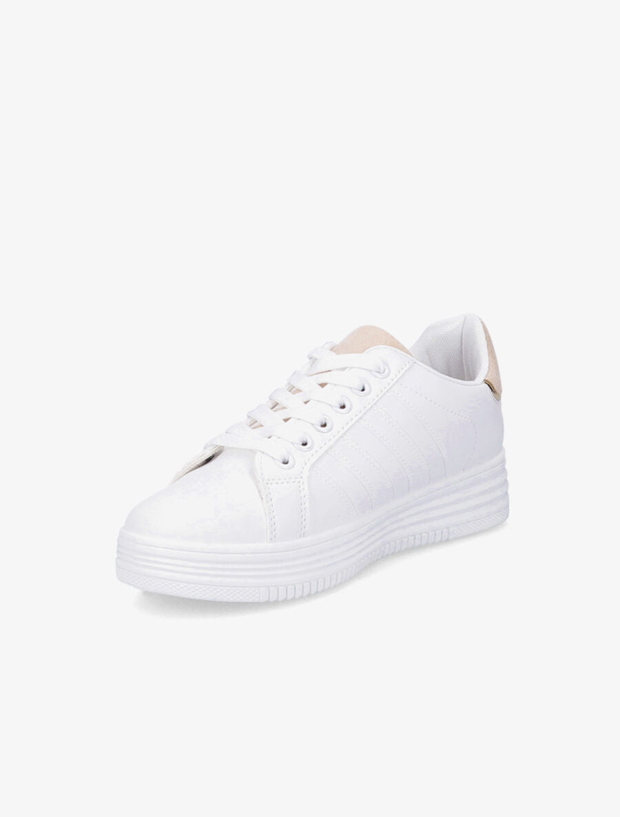 Tennis à contrefort contrastant - Blanc/beige - 3