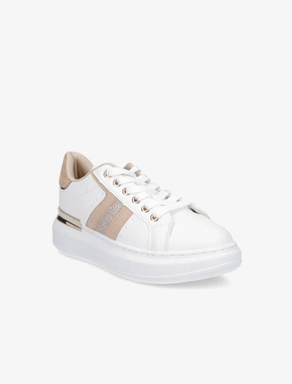 Tennis en simili à bandes fantaisies - Beige - 2
