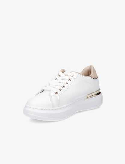 Tennis en simili à bandes fantaisies - Beige - 3