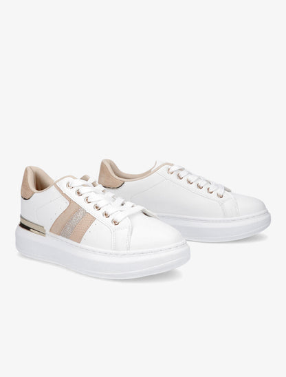 Tennis en simili à bandes fantaisies - Beige - 4
