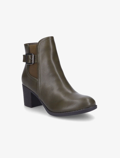 Bottines élastiquées en simili - Kaki - 2